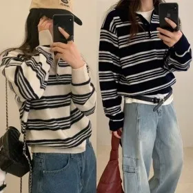 줄무늬 단가라 카라니트 1+1