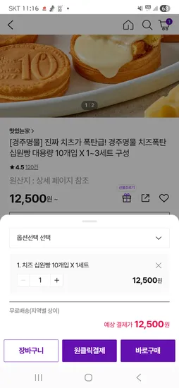 경주명물 치즈폭탄 십원빵 10개입