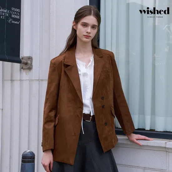 위시드 카라넥 스웨이드 긴팔 자켓