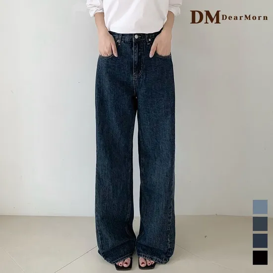 4컬러 절개 와이드 밴딩 팬츠 3단기장 청바지