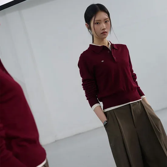 제너럴아이디어 울 라이트 카라 풀오버 니트