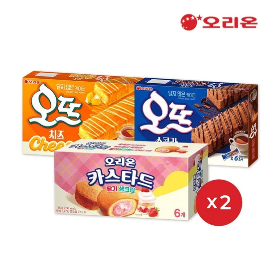 오리온 오뜨 치즈 6개 쇼콜라 6개 카스타드 딸기생크림 6개 2개
