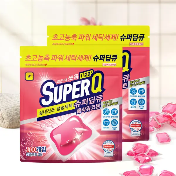 슈퍼딥큐 고농축 대용량 캡슐세제 플라워코튼 200개