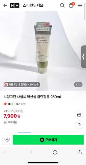 브링그린 사철쑥 약산성 클렌징폼 250mL