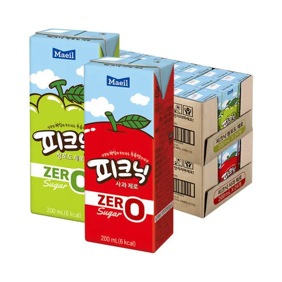 피크닉 제로 사과 청포도 200ml 48팩