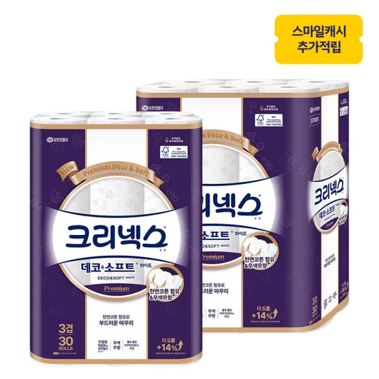 크리넥스 데코앤소프트 화이트 25M 30롤 30롤