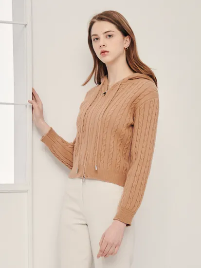 케이블 후드 집업 가디건