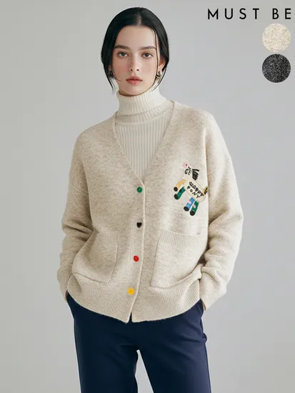 컬러버튼 포니 가디건