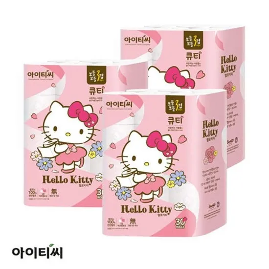 헬로키티 3겹 화장지 27m 30롤 3팩