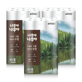 미래생활 나무야나무야 도톰한3겹 깨끗한 무향 27M 30롤 3팩