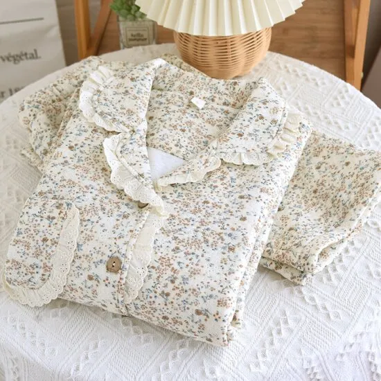 누빔 퀄팅 플라워 잠옷세트