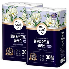클린앤소프트플러스 천연펄프 3겹 화장지 30m 30롤 2팩