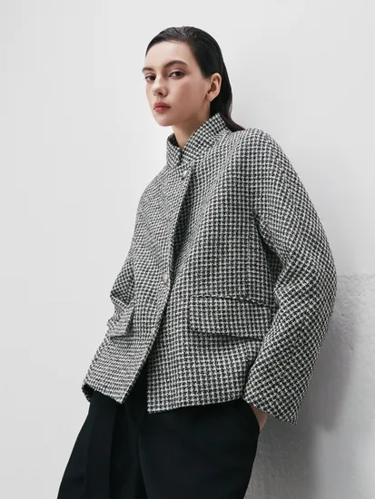 아이잗컬렉션 트위드 투웨이 칼라 싱글 재킷