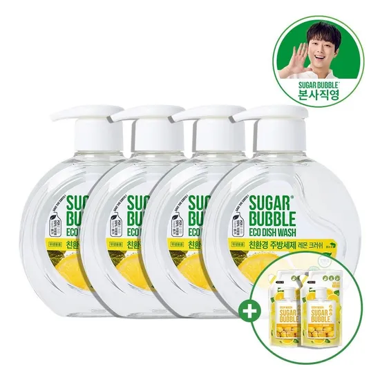 슈가버블 친환경 주방세제 레몬크러쉬 470ml 4개