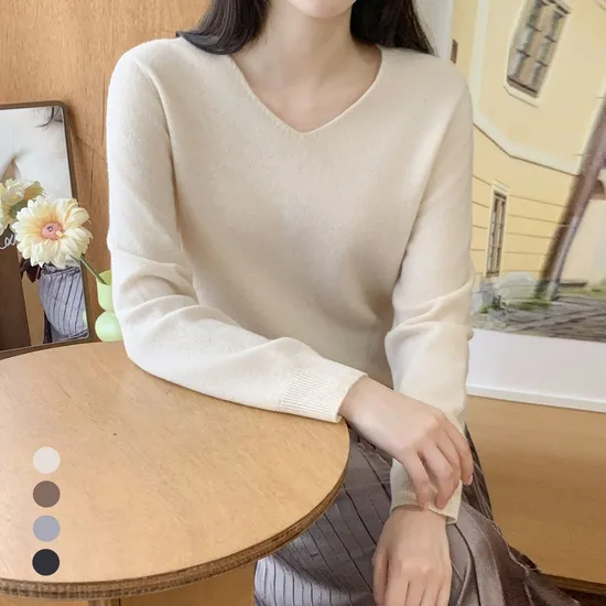 리얼캐시미어100 브이넥니트