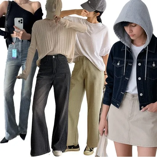 여성 부츠컷 데님 팬츠 중청