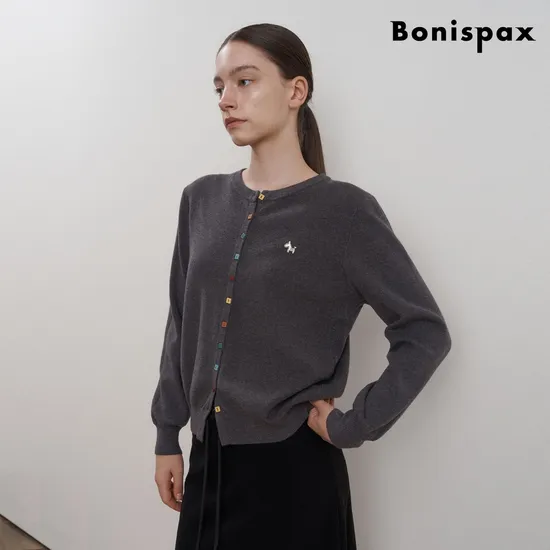 보니스팍스 컬러 버튼 니트가디건