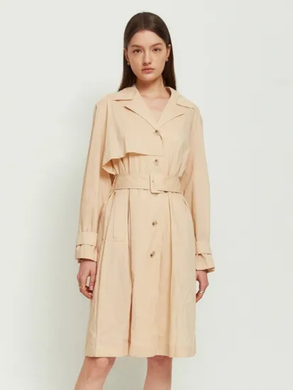 질스튜어트뉴욕 오렌지 단색 나일론혼방 트렌치코트