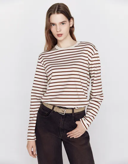 베이직 스트라이프 긴팔티셔츠