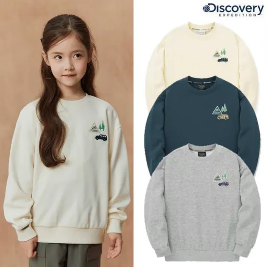 디스커버리키즈 아웃도어 와펜 포인트 기모 맨투맨