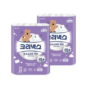 크리넥스 3겹 순수소프트 25m 24롤 2팩