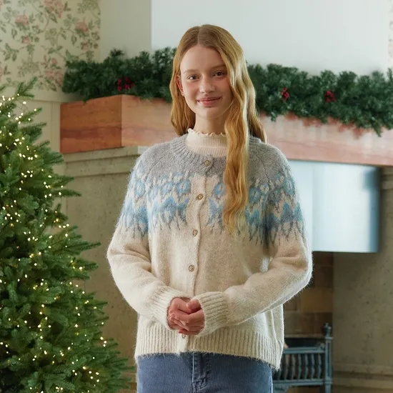 비키 노르딕 골드 버튼 가디건