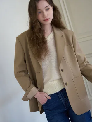 드로우핏우먼 투버튼 오버핏 싱글자켓