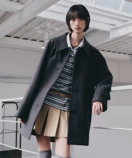 미쏘 울 블렌디드 스탠카라 하프코트