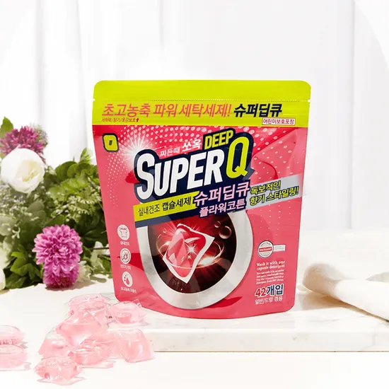 슈퍼딥큐 플라워코튼 캡슐세제 42개입