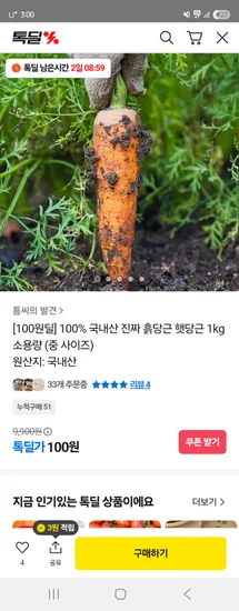 흙당근 햇당근 1kg 중사이즈