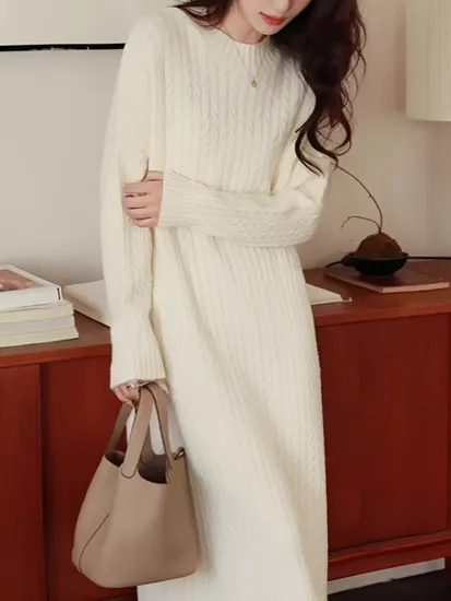 클래식 케이블 롱 원피스
