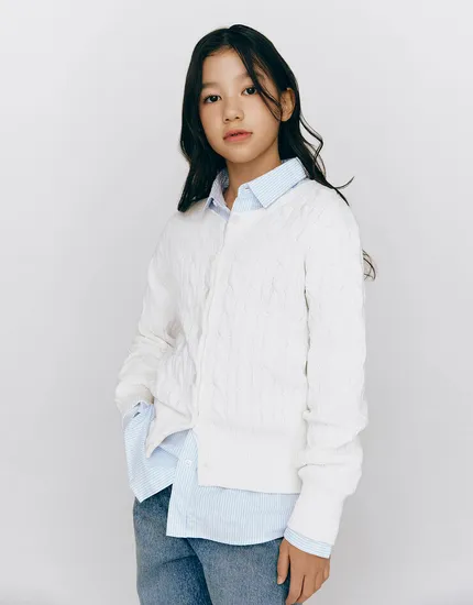 여아 꽈배기 가디건