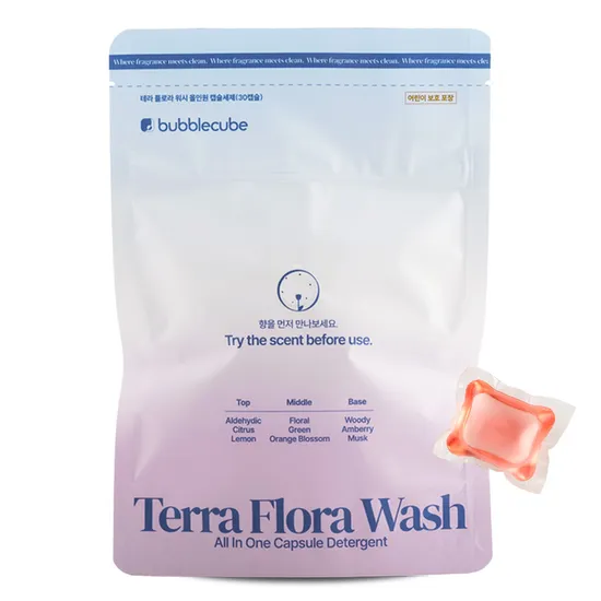 버블큐브 테라 플로라 올인원 캡슐세제 캡슐형 7g 30개 2팩