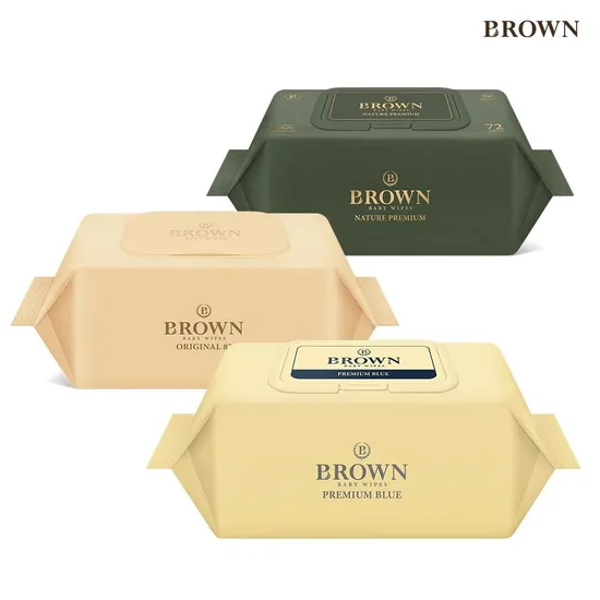 브라운 프리미엄 블루 고평량 1등급 아기물티슈 72매 10+10팩
