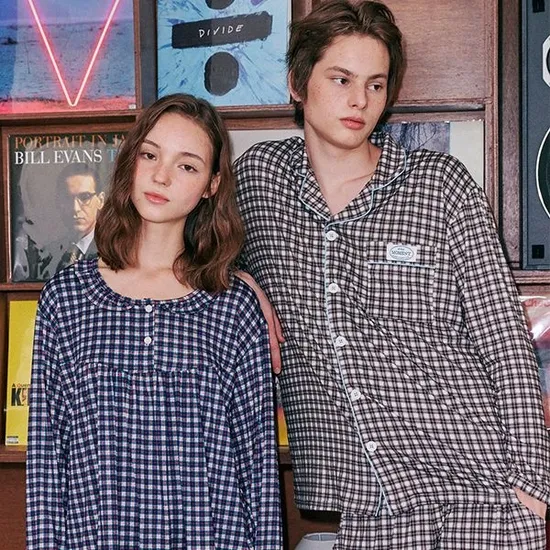 댑 노엘 체크 수면 조거 잠옷바지