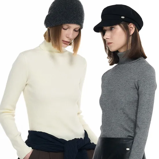 제너럴 아이디어 리브드 터틀넥 풀오버