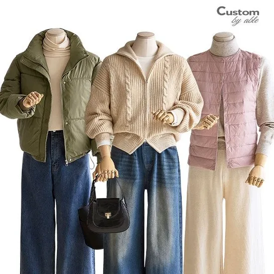 하이넥 스트링 패딩점퍼