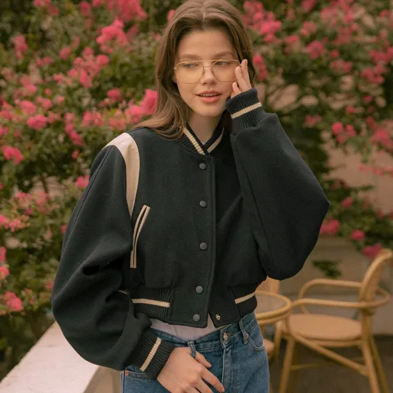 크롭 바시티 자켓 3컬러