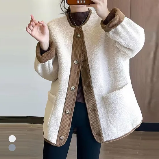 카라 믹스플리스버튼점퍼