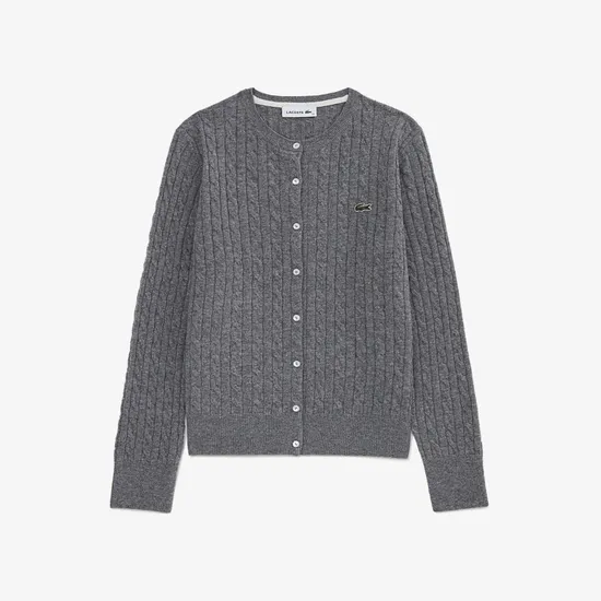 라코스테 여성 케이블 크루넥 가디건