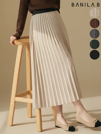 울 혼방 플리츠 밴딩 스커트