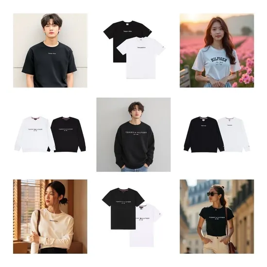 타미힐피거 기모 자수로고 맨투맨