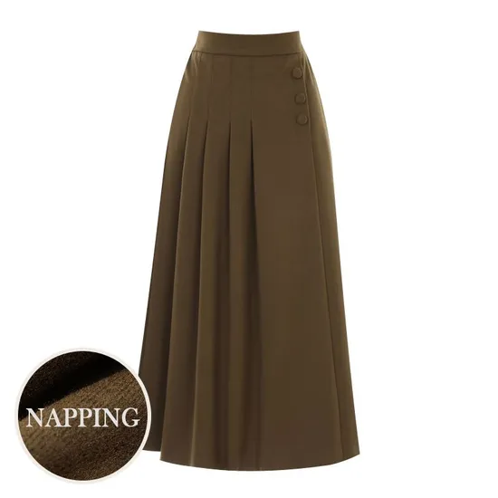 티뷰 백밴딩 버튼핀턱 기모스커트