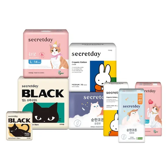 시크릿데이 순한코튼슬림핏 중형 16개입 5팩 중형 2개입