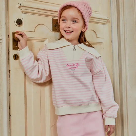 로엠걸즈 반집업 카라 스웻셔츠