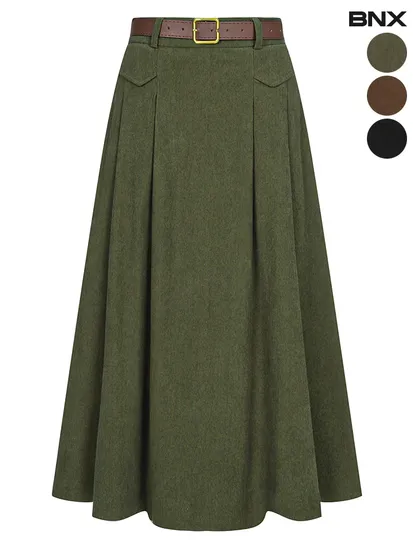 코듀로이 벨트 플레어스커트