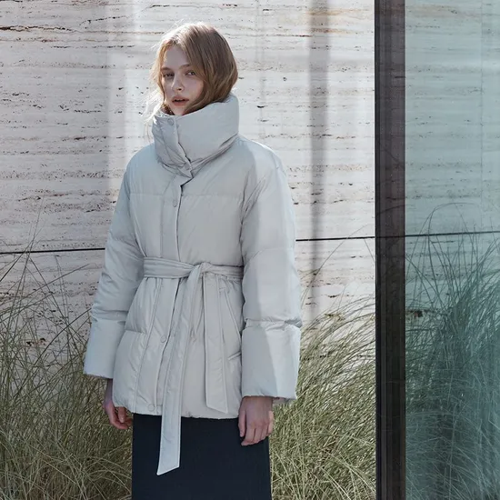 잇미샤 하이넥 벨티드 구스다운 패딩