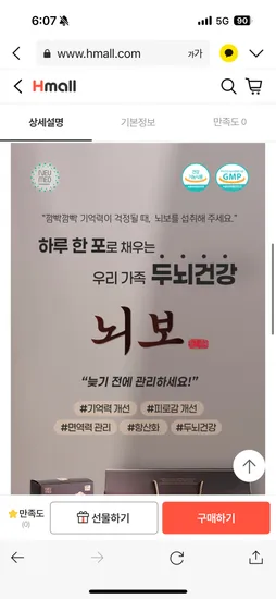 뇌보 기억력 개선 홍삼