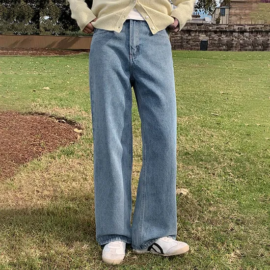 와이드데님 겨울청바지 기모바지