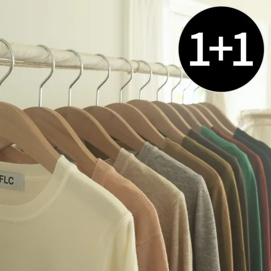 이너용 1+1 베이직 라운드 니트 캐시미어 혼방